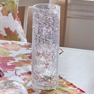 LED-Glas-Zylinder in Crackle-Optik, ca. 10x10x30cm