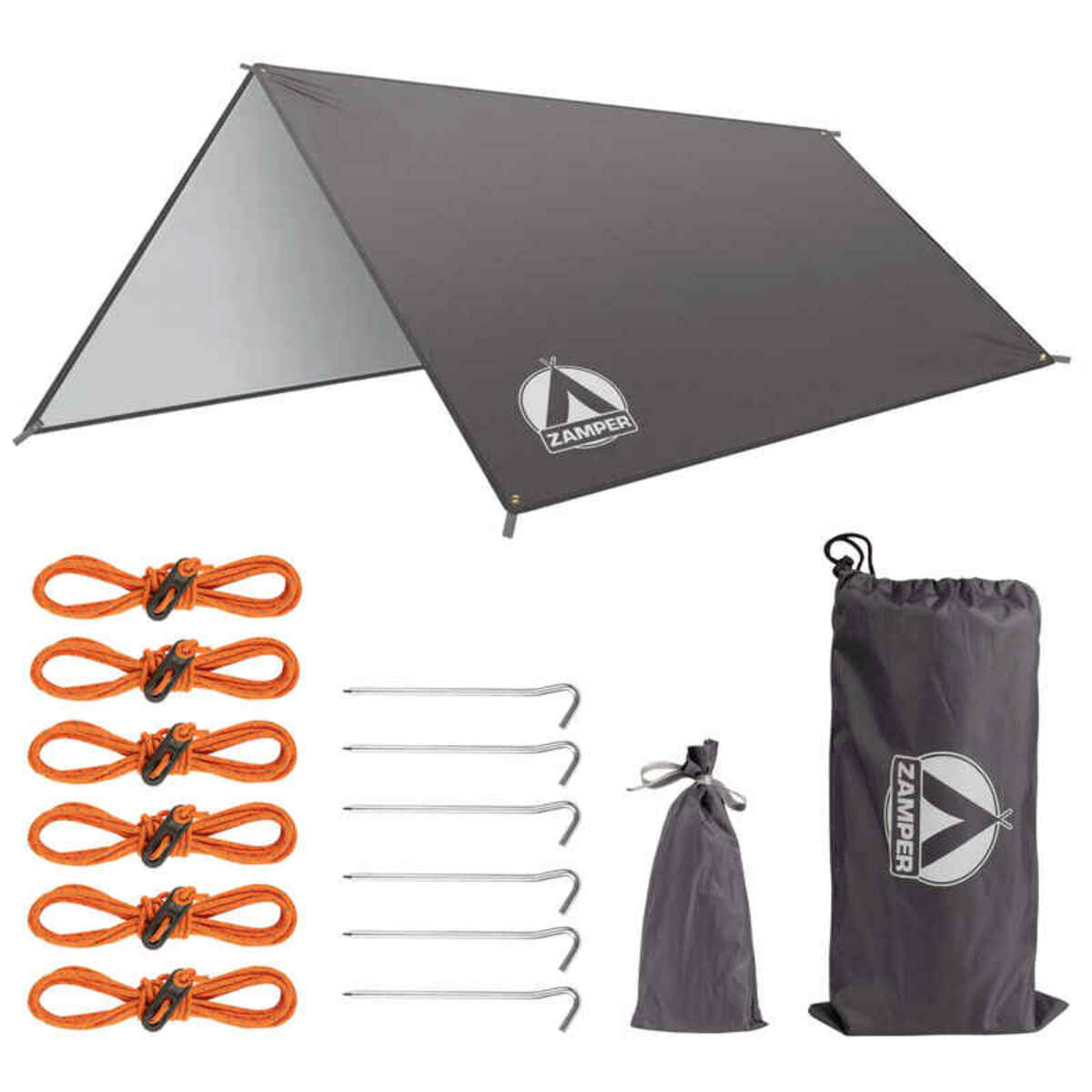 Bild 1 von Tarp Zelt-Plane 3x3m Grau - Camping Sonnensegel - Wasserdicht & UV-Schutz