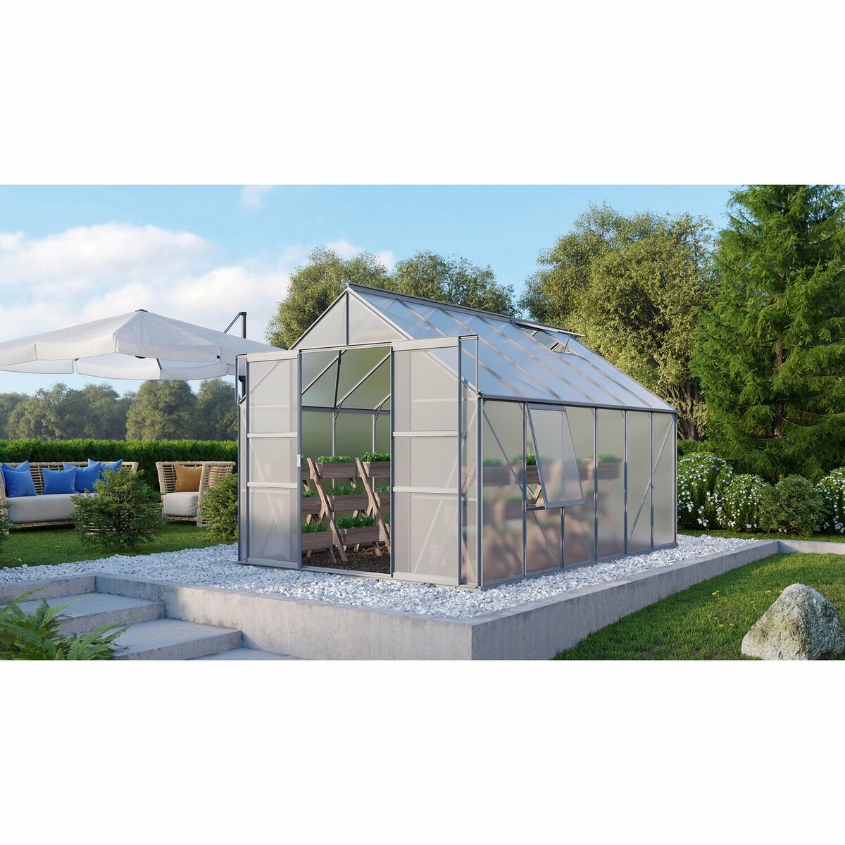 Bild 1 von Vitavia Gewächshaus Meridian 2 - 9900 HKP 6 mm - Alu Vorzugsset