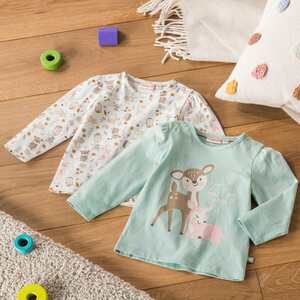 Baby-Mädchen-Shirt mit Tier-Motiven, 2er-Pack