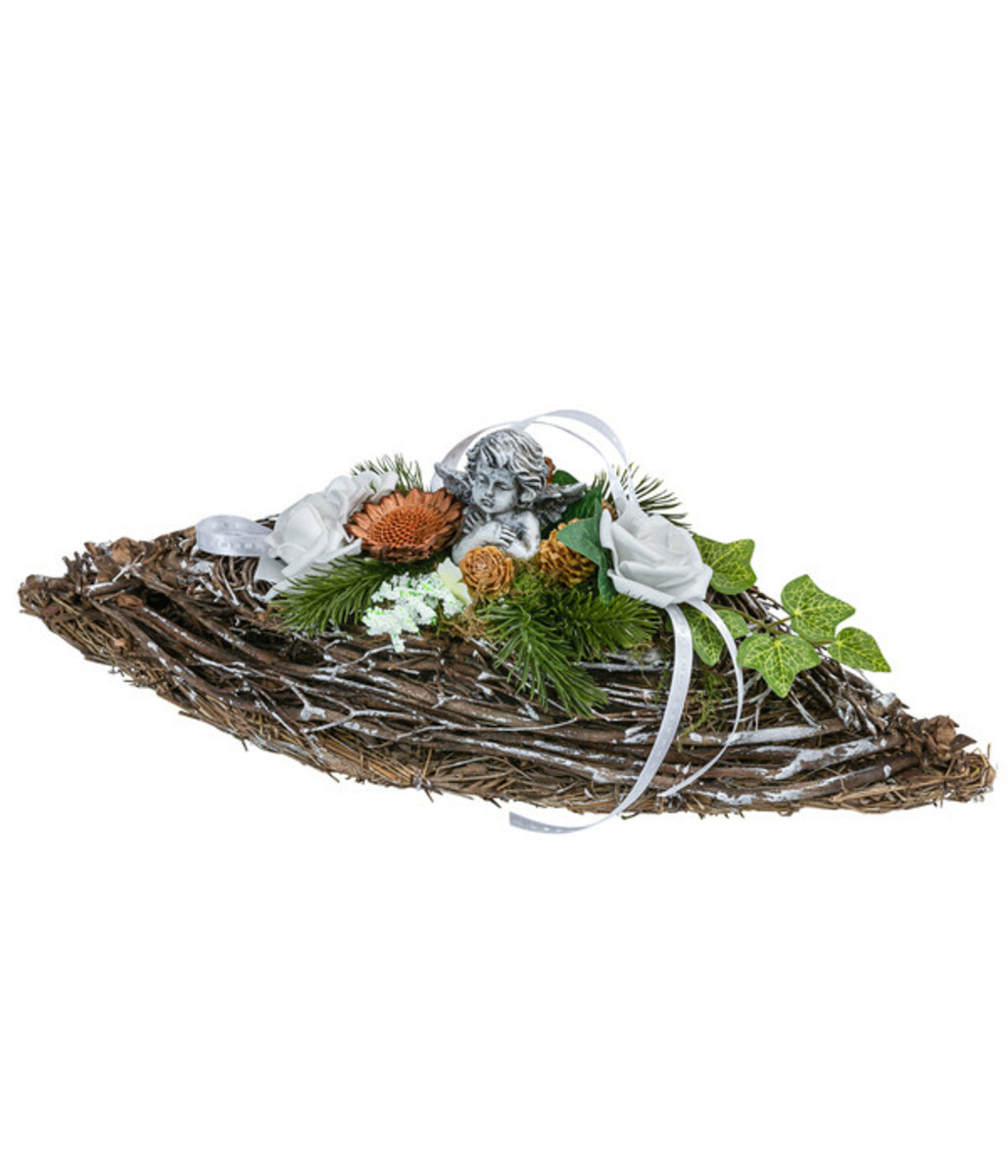 Bild 1 von Grabgesteck Bristol, oval, weiß, ca. B40/H14/T14 cm