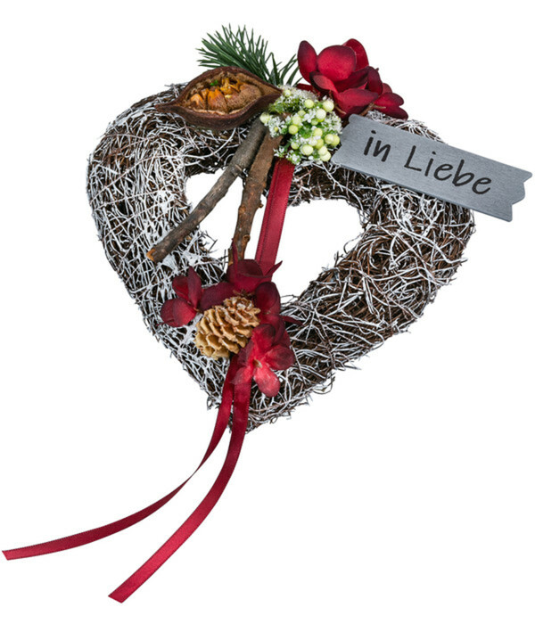 Bild 2 von Grabgesteck Salim, herzförmig, rot, ca. B15/H6/T15 cm