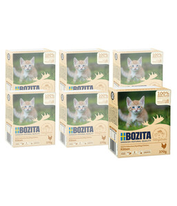 BOZITA Nassfutter für Katzen Häppchen in Soße, Kitten, Hühnchen, 6 x 370 g