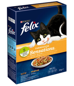 PURINA felix® Trockenfutter für Katzen Farmhouse Sensations®, Huhn, Truthahn & Gemüse, 1 kg
