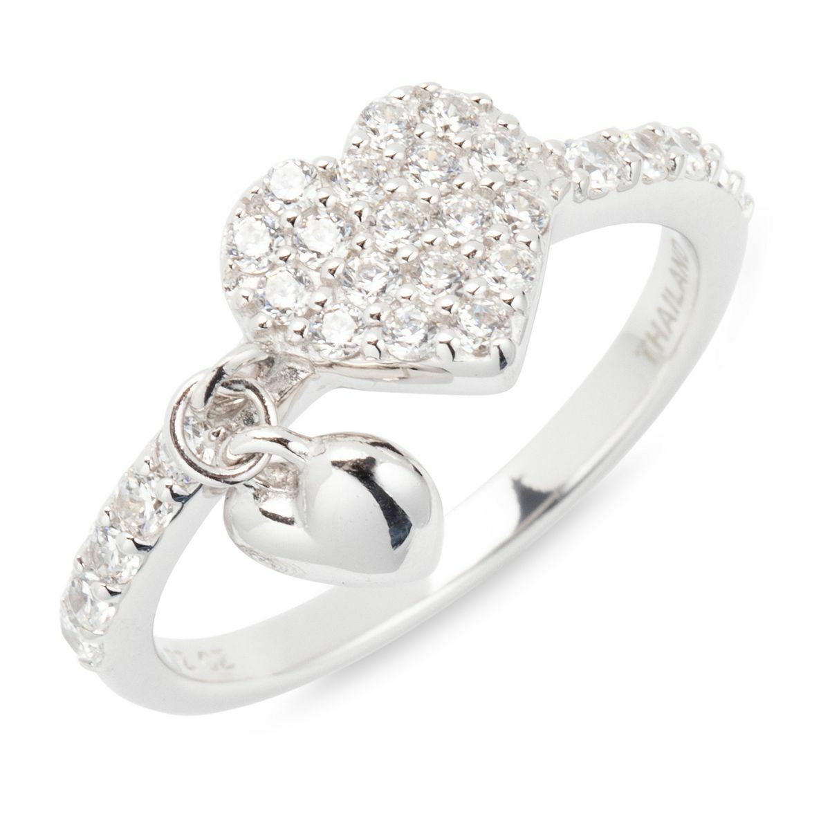 Bild 1 von DIAMONIQUE® Herz-Ring = 0,79ct Brillantschliff Silber rhodiniert