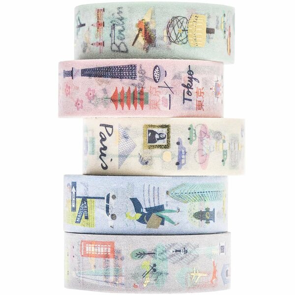 Bild 1 von Paper Poetry Tape Set Cities 1,5cm 10 m 5 Stück