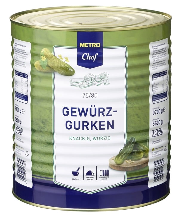 Bild 1 von METRO Chef Gewürzgurken Knackig & Würzig 75/80 (10,2 l)