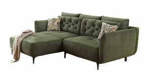 Ecksofa Veloursbezug grün 251 x 186 cm - SALO