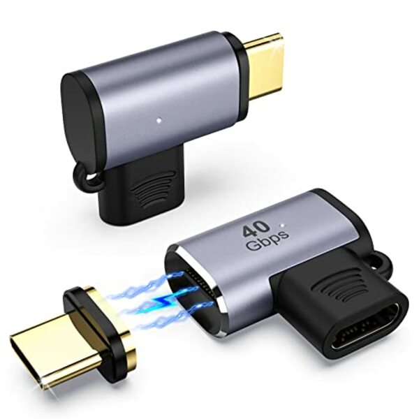 Bild 1 von MoKo USB C auf USB C Adapter, [2 Stück] 90 Grad 24 Pins Type C Adapter, 40Gbps 8K@60Hz 100W Schnellladung Adapter Kompatibel mit Steam Deck Switch MacBook Pixel Chromebook