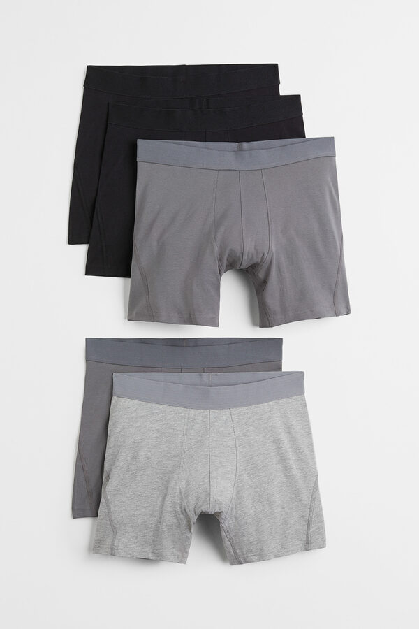 Bild 1 von H&M 5er-Pack Xtra Life™ Trunks Mid Grau/Schwarz, Boxershorts in Größe XL. Farbe: Grey/black