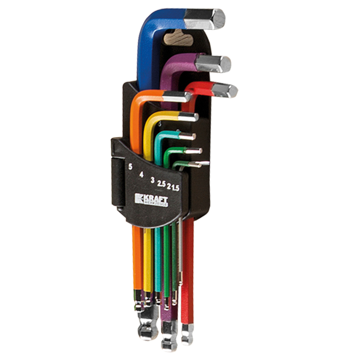 Bild 1 von Kraft Werkzeuge 9tlg. Inbusschlüssel mit Kugelkopf bunt