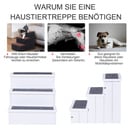 Bild 4 von PawHut Haustiertreppe Hundetreppe Einstiegshilfe mit Teppich Tannenholz Weiß