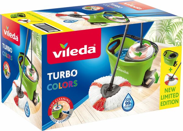 Bild 2 von Vileda Bodenwischer-Set Turbo Colors Box (Set, 3-St), (Wischmop-Set mit Powerschleuder und Fußpedal)