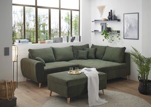 ED EXCITING DESIGN Ecksofa Calanda, mit Hocker, frei im Raum stellbar, Rücken- und Zierkissen