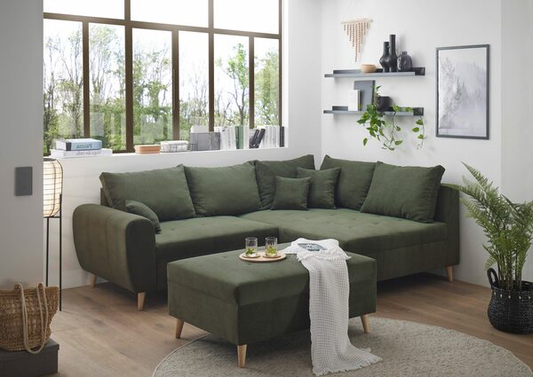 Bild 1 von ED EXCITING DESIGN Ecksofa Calanda, mit Hocker, frei im Raum stellbar, Rücken- und Zierkissen