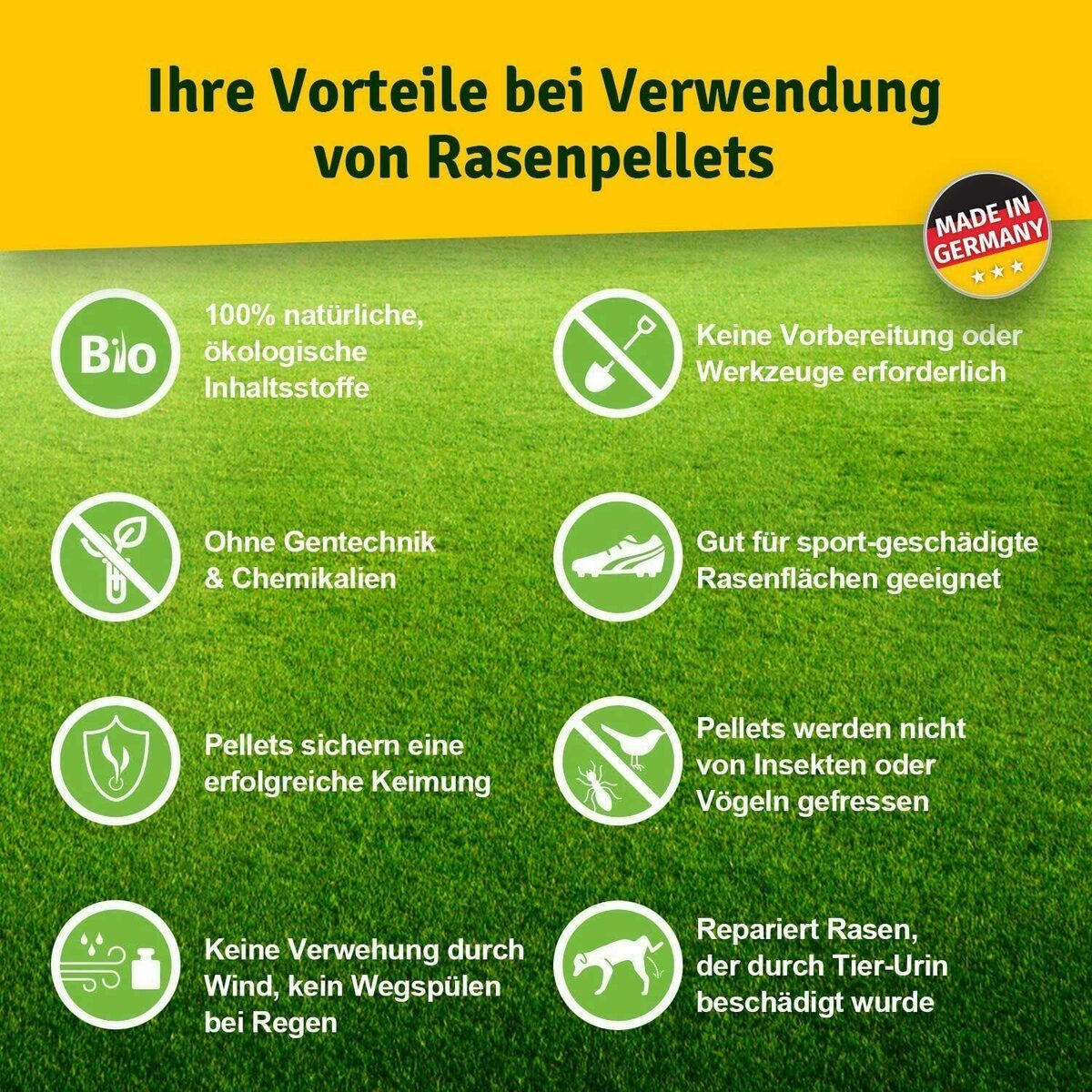 Bild 3 von GreenEdge Blumenerde Rasenpellets dürreresistent pelletierte Rasensamen (6x 1,5 KG), mit pelletierte Rasensamen mit Mikro-und Makronährstoffen