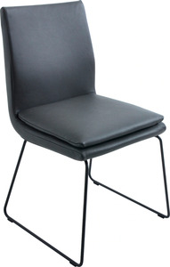 K+W Komfort & Wohnen Esszimmerstuhl "Creso", Leder Longlife BRONCO, mit Sitzkissen und Rundrohrkufe in Metall schwarz Struktur