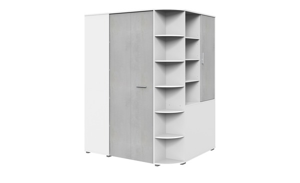 Bild 1 von Eckschrank mit Falttüren weiß Maße (cm): B: 124 H: 199 T: 148 Kindermöbel