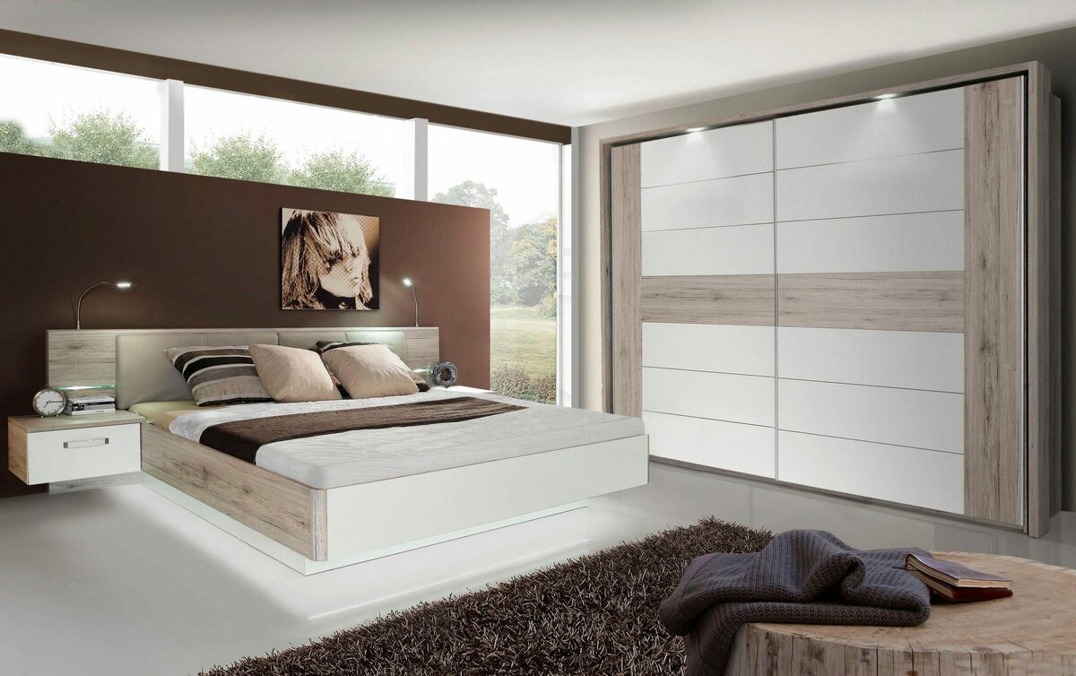 Bild 1 von FORTE Bettanlage Rondino, mit Polsterkopfteil und LED-Beleuchtung, wahlweise mit Bettbank