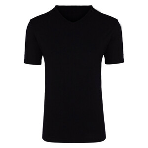 T-Shirt Doppelpack schwarz aus Baumwolle mit V-Ausschnitt
