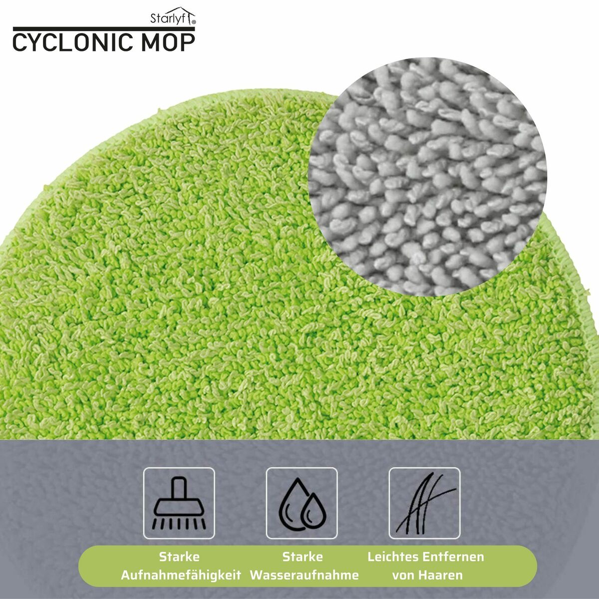 Bild 4 von Starlyf Wischmopp Cyclonic Mop, beutellos, kabelloser, rotierender Bodenwischer ohne Akku, für Hartböden