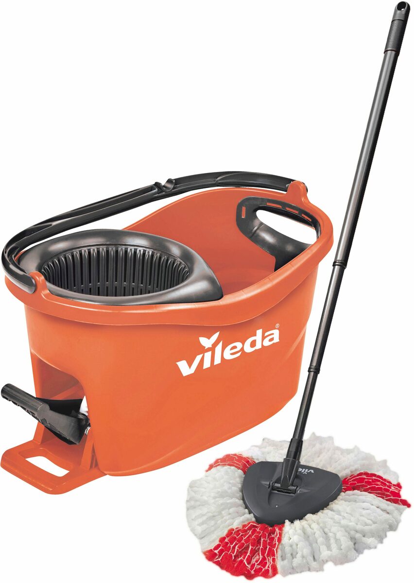 Bild 1 von Vileda Bodenwischer-Set Turbo Colors Coral (3-St., Komplettset aus Bodenwischer, Eimer und Wischmop), mit 3-teiligem Teleskopstiel, bis zu 130cm ausziehbar