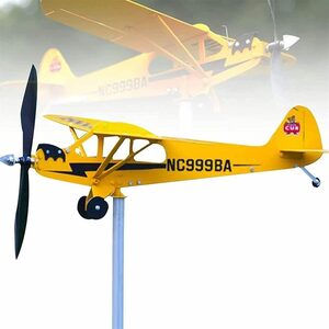 Hikeren Wetterfahne Piper J3 Cub Flugzeug-Wetterfahne, Metall Außenskulptur, für Flugliebhaber, 12.6''*11.8''