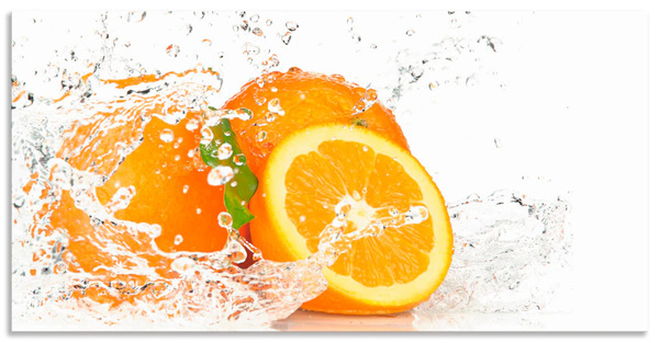 Bild 1 von Artland Küchenrückwand "Orange mit Spritzwasser", (1 tlg.), Alu Spritzschutz mit Klebeband, einfache Montage
