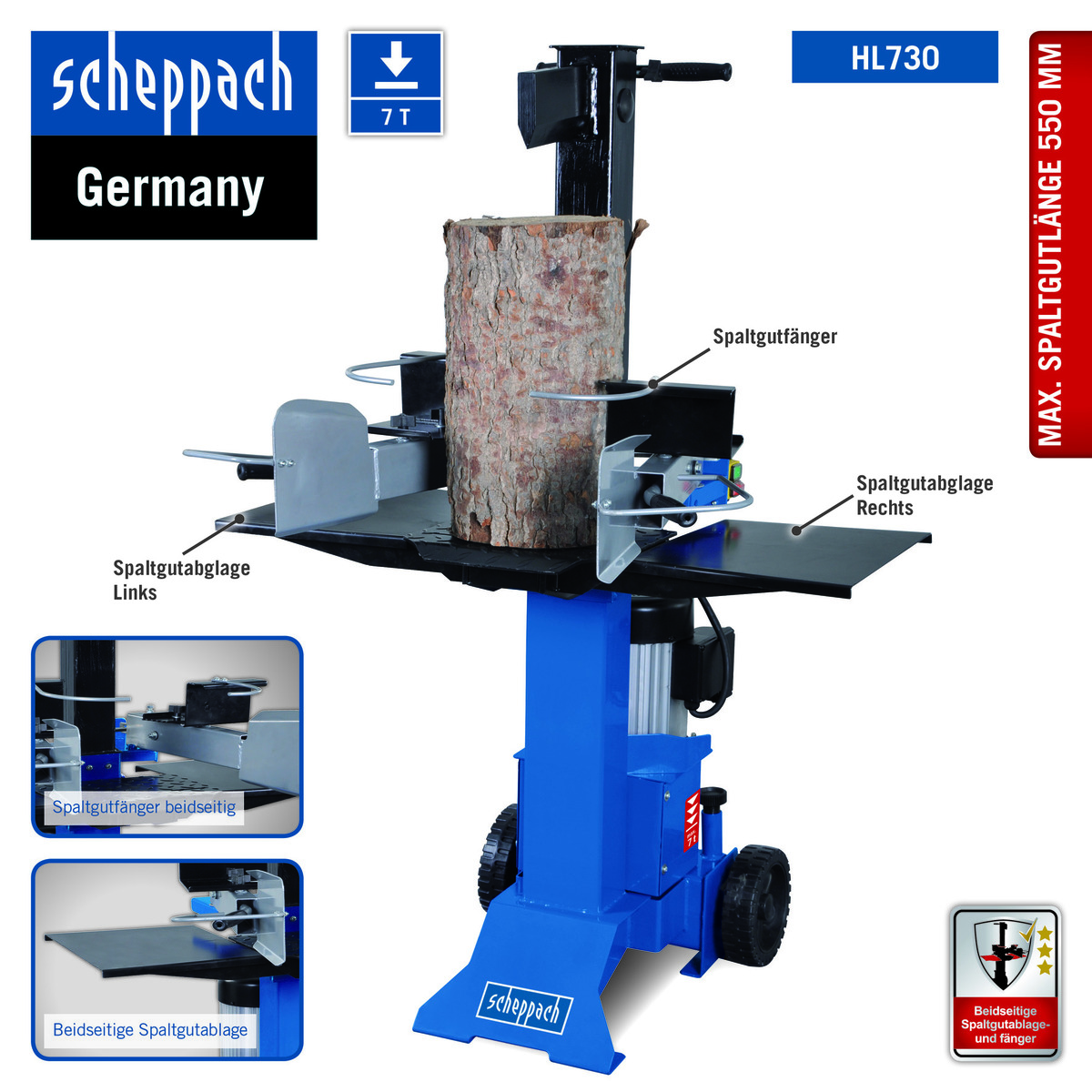 Bild 2 von Scheppach HL730  7 T Holzspalter 400 V + Kettensäge CSH56 (Set)