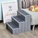 Bild 3 von PawHut Haustiertreppe Hundetreppe Einstiegshilfe mit Teppich Tannenholz Grau