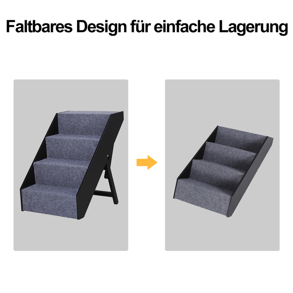 Bild 4 von PawHut Haustiertreppe Hundetreppe Einstiegshilfe mit grauem Teppich faltbar