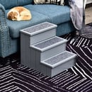 Bild 2 von PawHut Haustiertreppe Hundetreppe Einstiegshilfe mit Teppich Tannenholz Grau