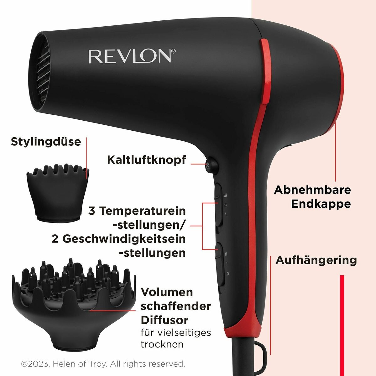 Bild 3 von Revlon Ionic-Haartrockner SMOOTHSTAY RVDR5317, 2000 W, Gitter mit dreifacher Keramikbeschichtung und Kokosnussöl-Infusion