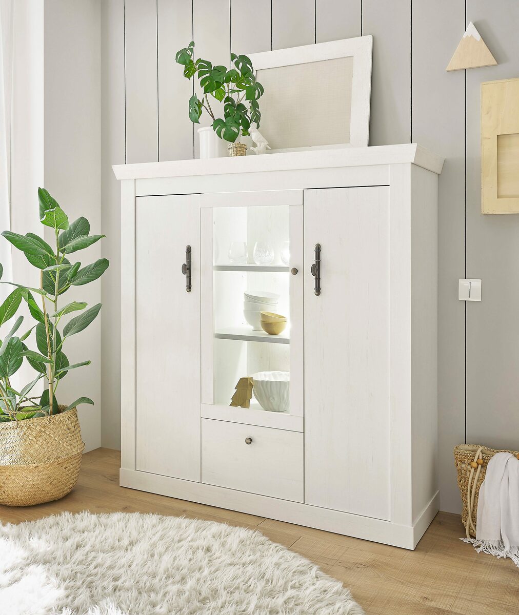 Bild 1 von Home affaire Highboard RAVENNA, im romantischen Landhausstil, Griffe aus Metall, Höhe 146 cm