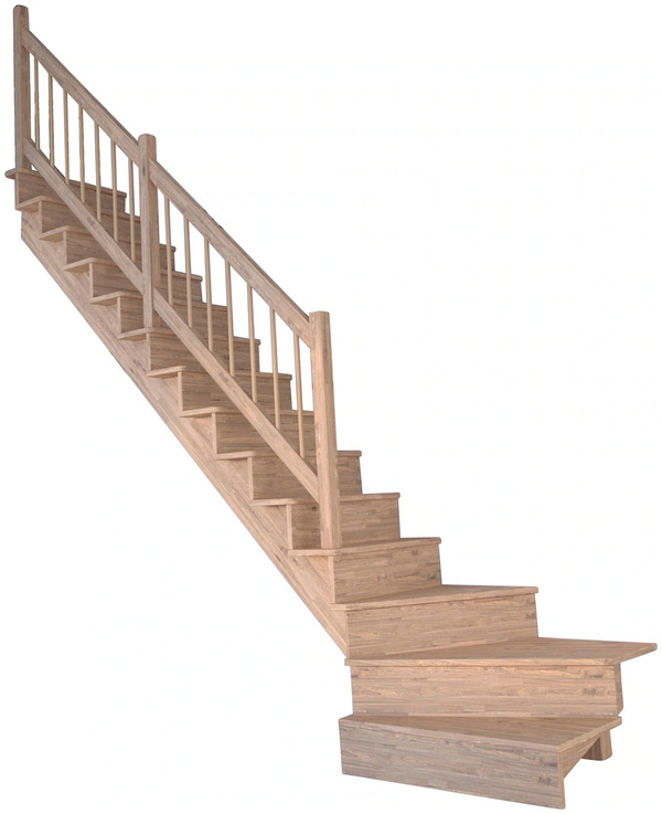 Bild 1 von Starwood Systemtreppe "Massivholz Lindos, Holz-Holz Design Geländer", gewendelt Links, Durchgehende Wangenteile