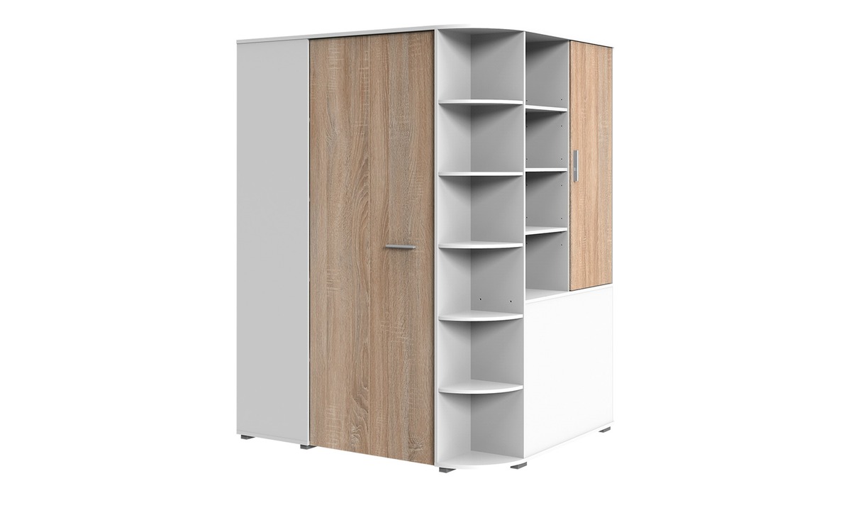 Bild 1 von Eckschrank mit Falttüren weiß Maße (cm): B: 124 H: 199 T: 148 Kindermöbel