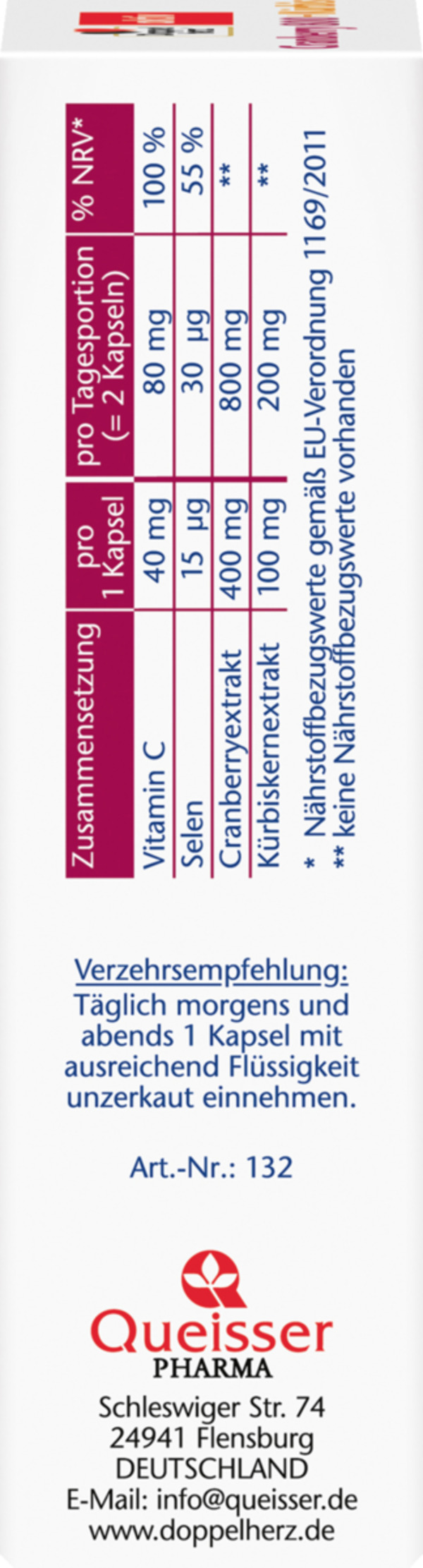 Bild 4 von Doppelherz aktiv Cranberry + Kürbis + Vitamin C + Selen