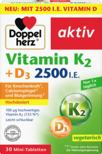 Doppelherz Vitamin K2 + D3 2000 I.E. 30 Tabletten