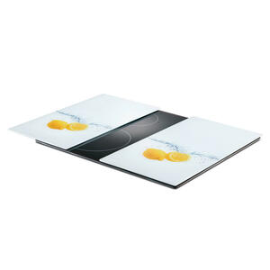 Zeller Herdabdeck-/Schneideplatten-Set Lemon Splash bunt Glas B/L: ca. 52x30 cm