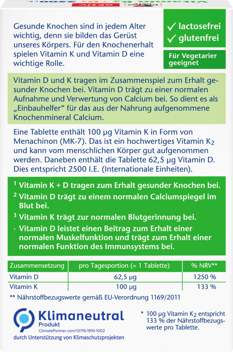 Bild 4 von Doppelherz Vitamin K2 + D3 2000 I.E. 30 Tabletten