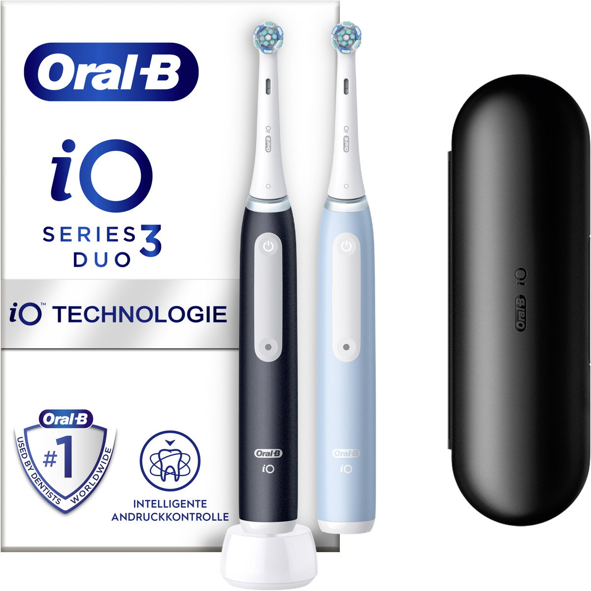 Bild 3 von Oral-B Elektrische Zahnbürste iO Series 3n Matt Black/Ice Blue mit 2. Handstück