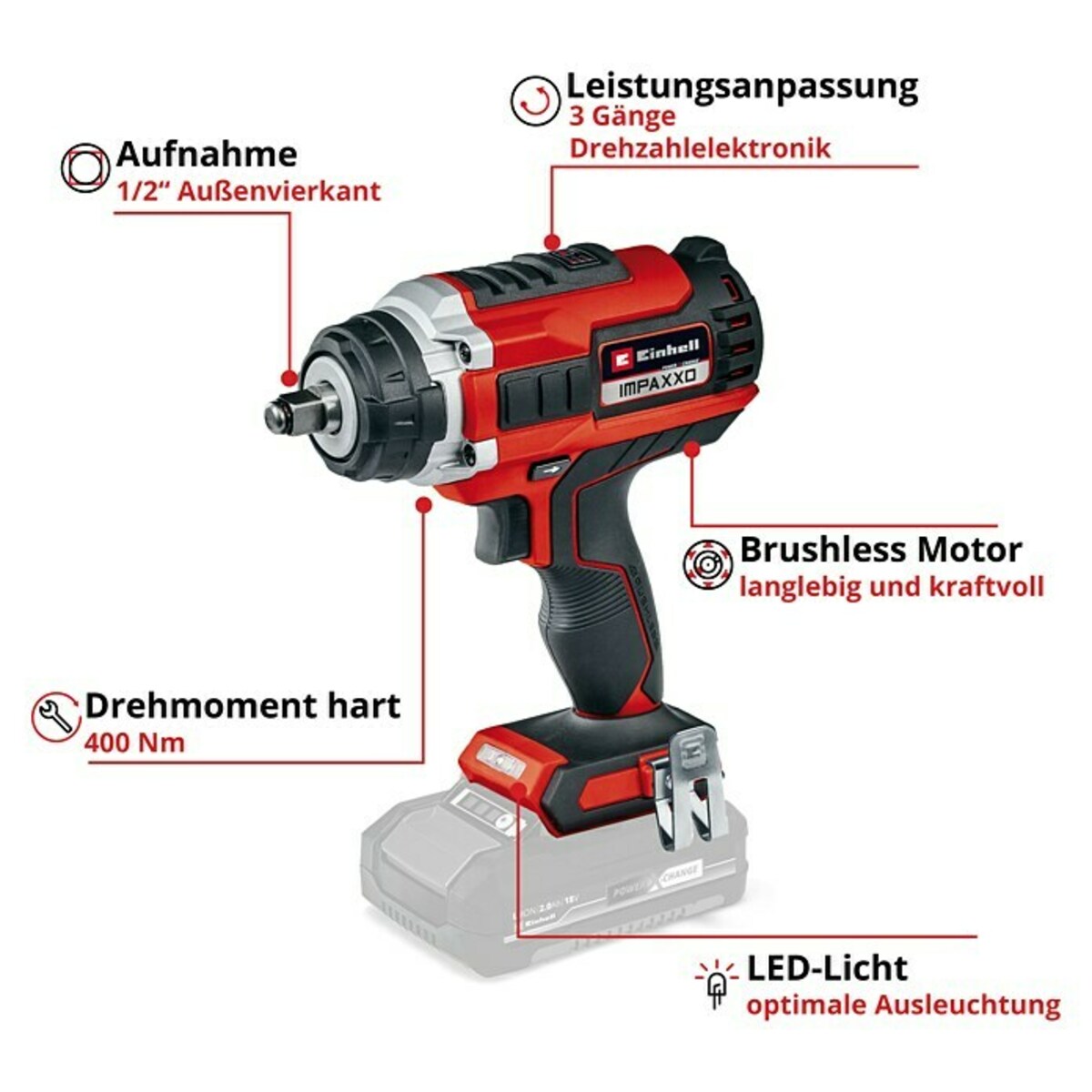 Bild 2 von Einhell Power X-Change 18V Akku-Schlagschrauber Impaxxo 18/400