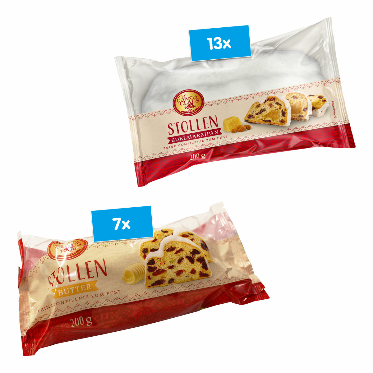 Bild 1 von Santa Claus in Town Stollen 200 g, verschiedene Sorten, 20er Pack