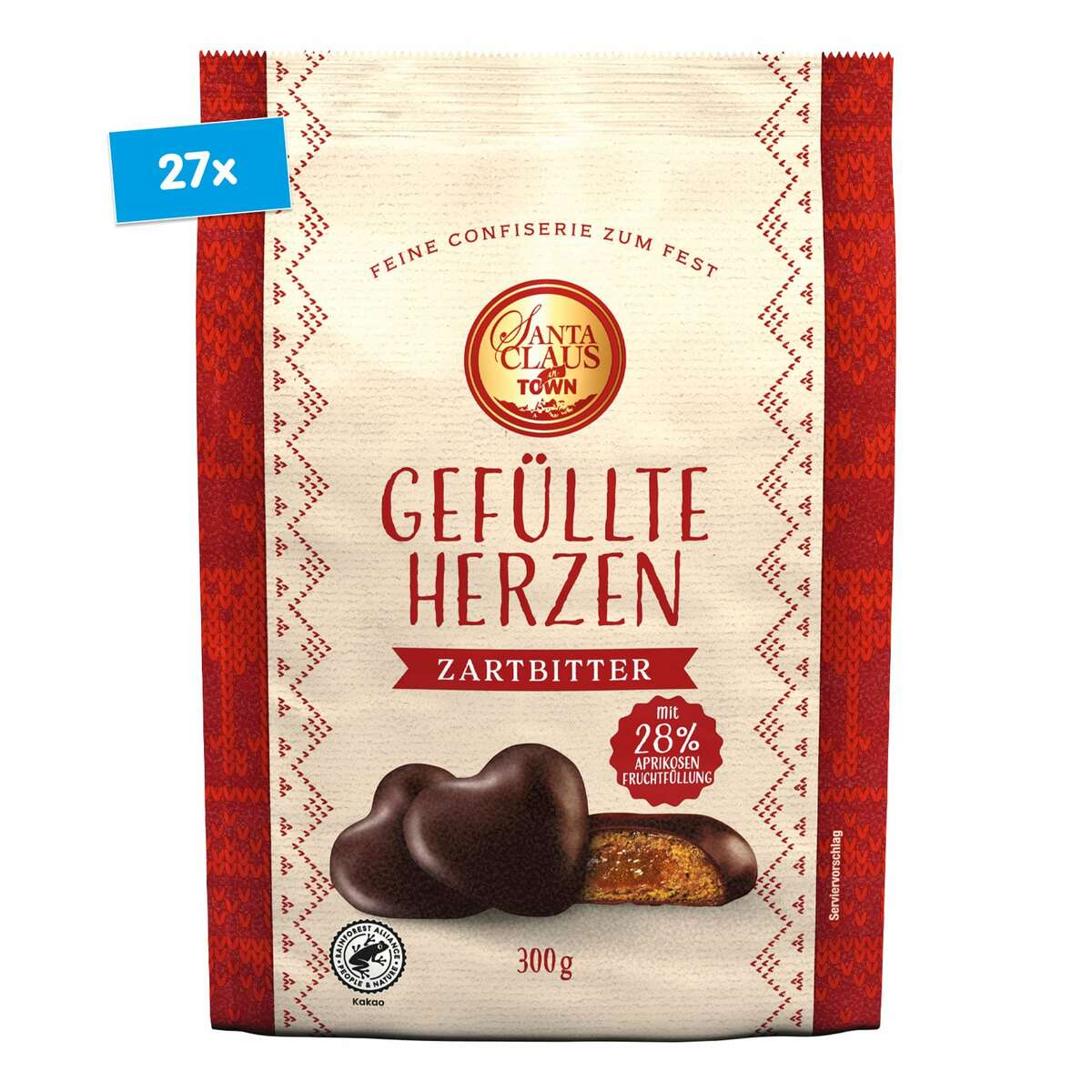 Bild 1 von Santa Claus in Town Lebkuchenherzen Zartbitter 300 g, 27er Pack