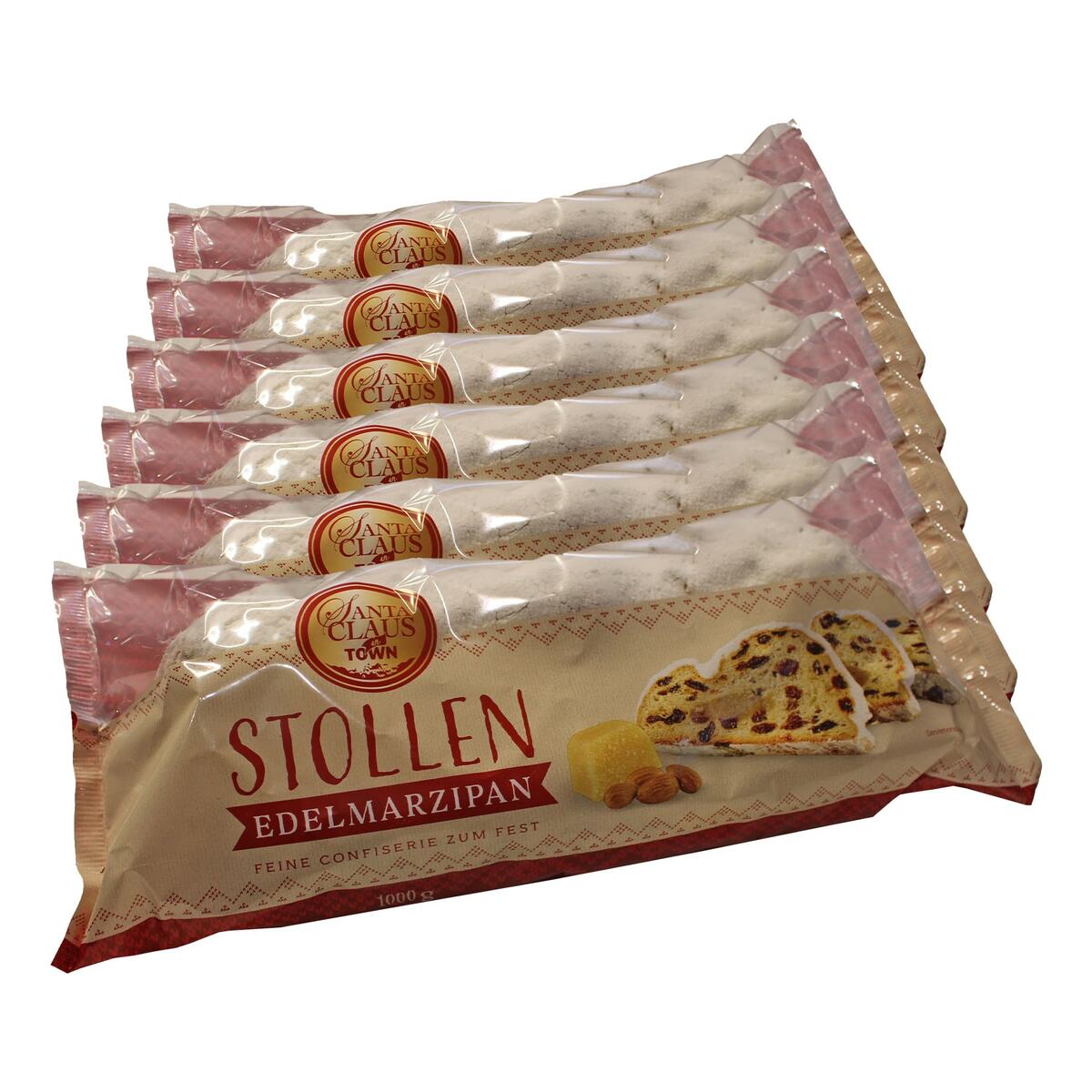 Bild 1 von Santa Claus in Town Marzipanstollen 1 kg, 6er Pack