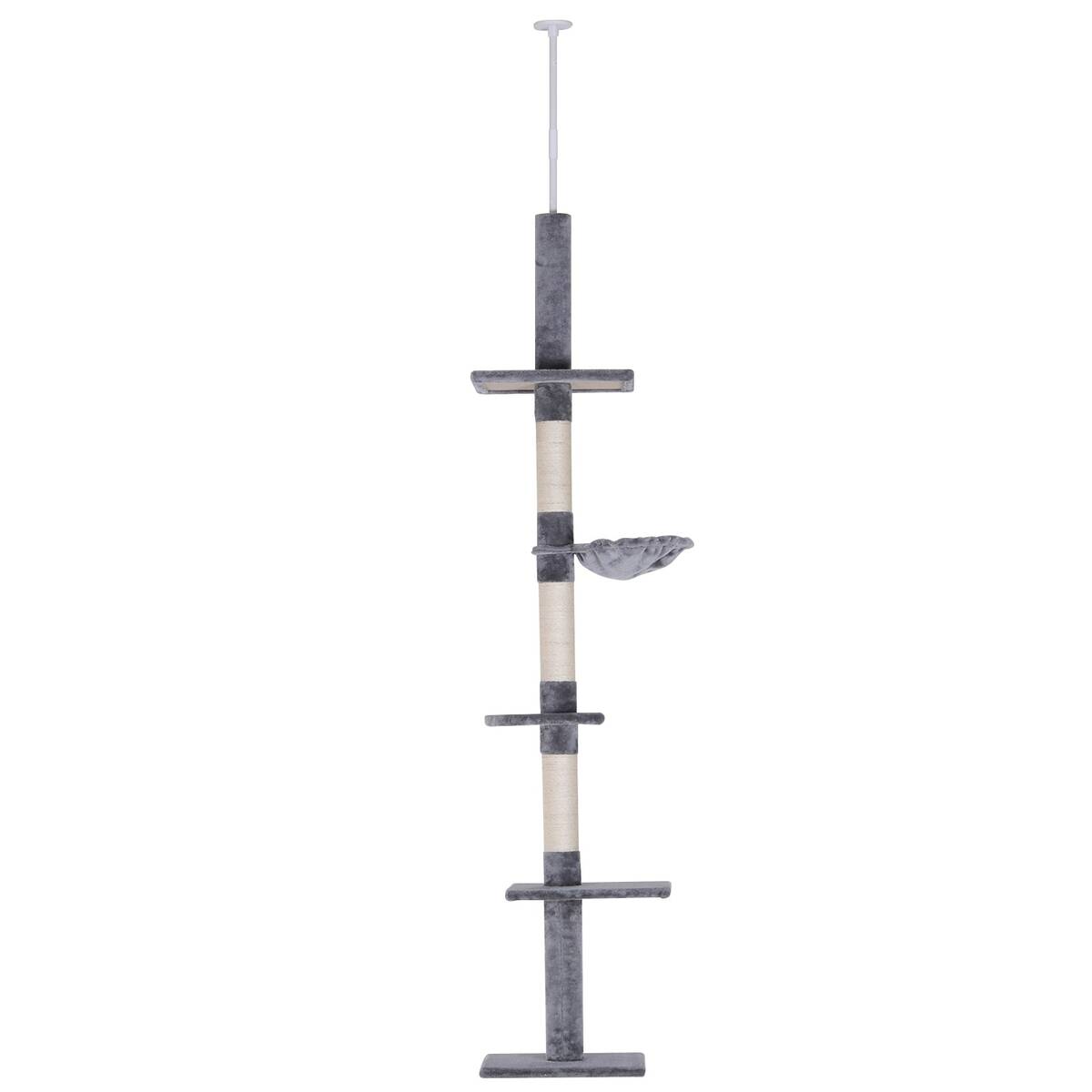 Bild 1 von PawHut Kratzbaum höhenverstellbar 40 x 34 x 230-260 cm (LxBxH) | Katzenkratzbaum Sisalsäulen Deckenspanner Kratzmöbel