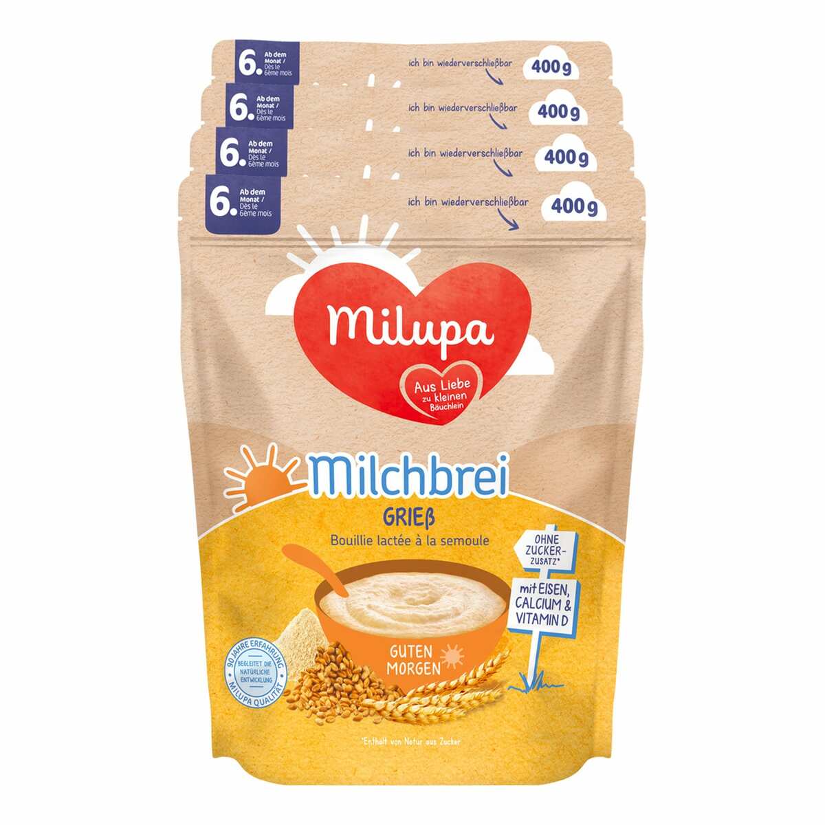 Bild 1 von Milupa Guten Morgen Milchbrei Grieß 400 g, 4er Pack