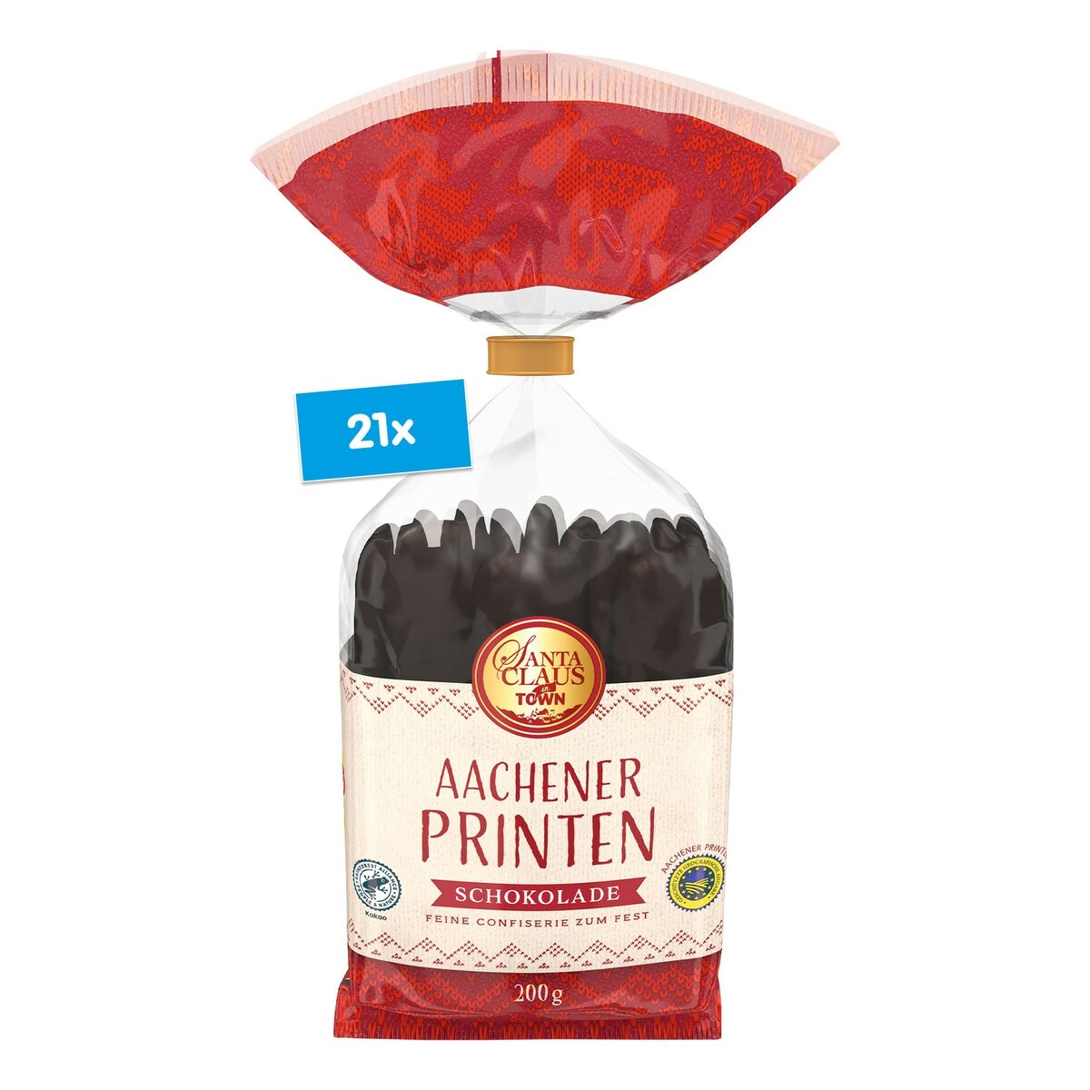 Bild 1 von Santa Claus in Town Schoko-Printen 200 g, 21er Pack