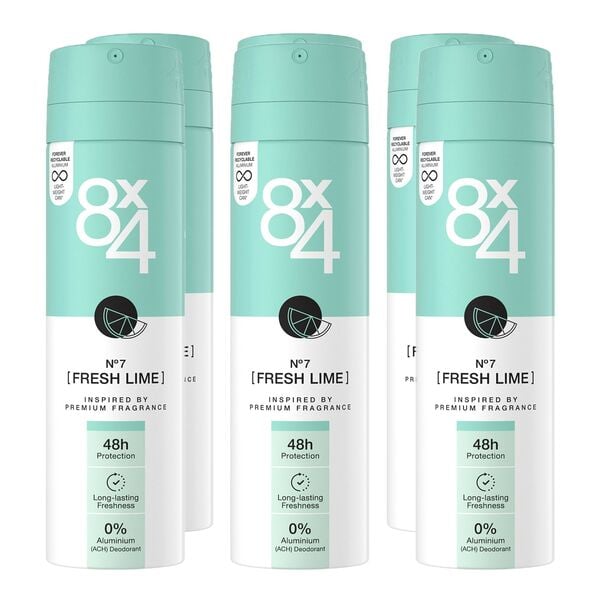 Bild 1 von 8x4 Deospray Fresh Lime N°7 150 ml, 6er Pack