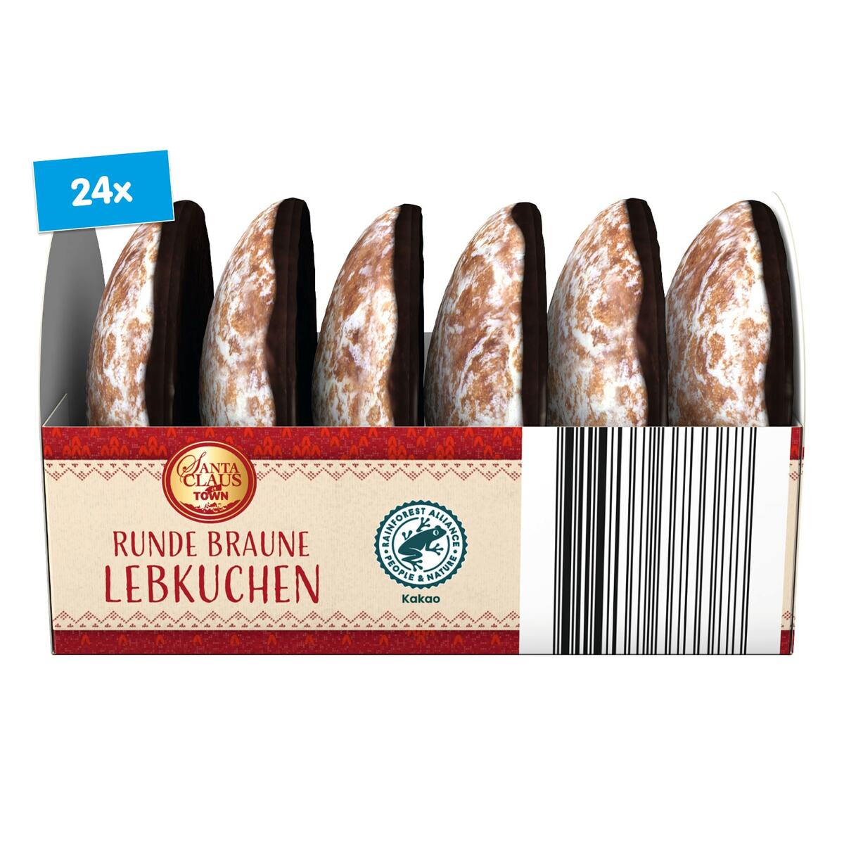 Bild 1 von Santa Claus in Town Runde Braune Lebkuchen Zartbitter 200 g, 24er Pack